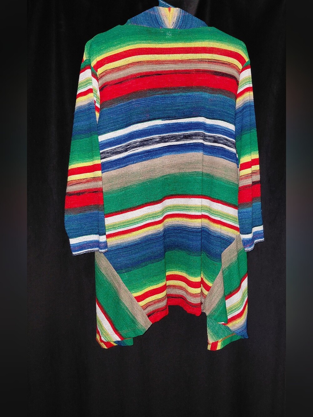 Erin london Multicolor Striped Open-Front Cardigan - Red, Green, Blue Size Large - Picture 4 of 5